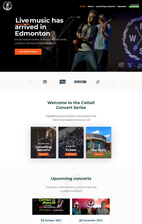 cattail concert website design 1